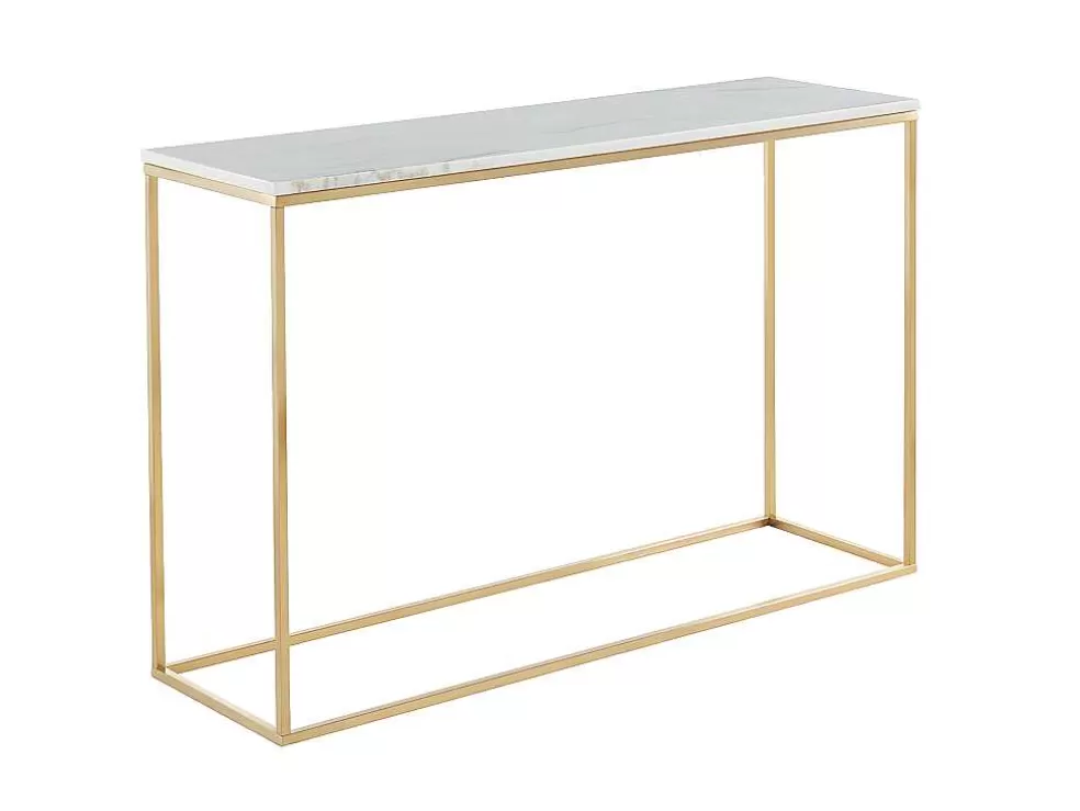PASCAL MORABITO Consola Design Em Marmore E Metal Cor Branco E Dourado - Aretha De * Consola