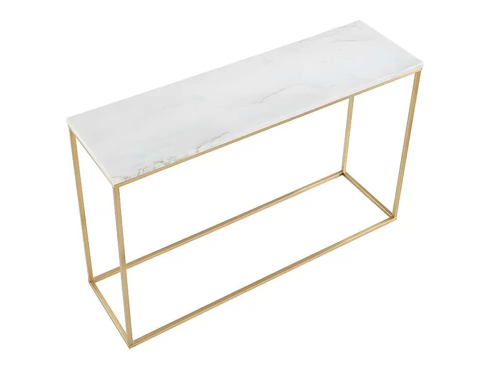 PASCAL MORABITO Consola Design Em Marmore E Metal Cor Branco E Dourado - Aretha De * Consola