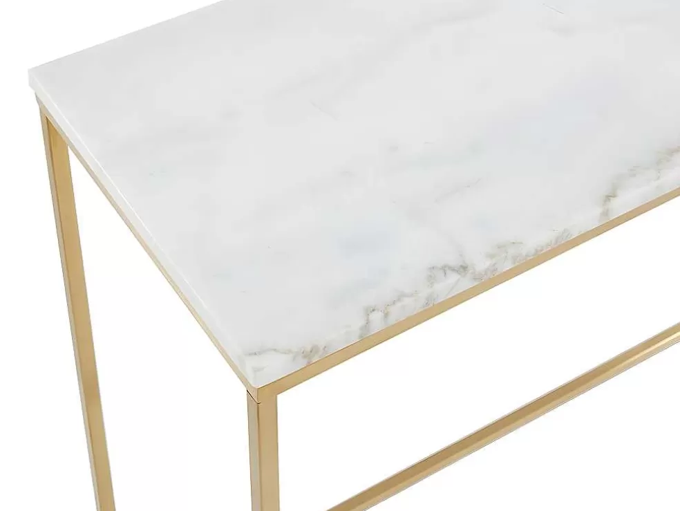 PASCAL MORABITO Consola Design Em Marmore E Metal Cor Branco E Dourado - Aretha De * Consola