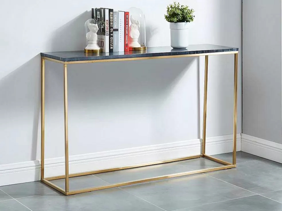PASCAL MORABITO Consola Design Em Marmore E Metal Cor Preto E Dourado - Aretha De * Consola