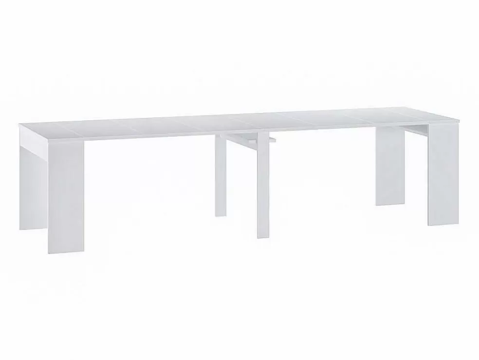 Vente-unique Consola Mesa Extensivel 12 Lugares, 6 Extensoes, Branco - Onega* Consola