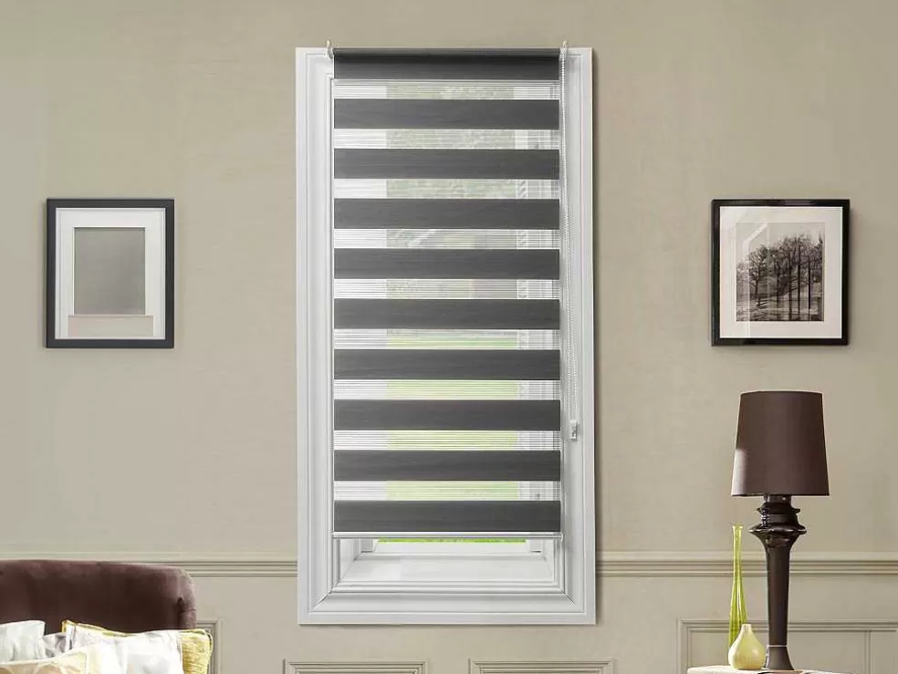 Vente-unique Cortina Enrolavel Dia/Noite Em Poliester - 60 X 180 Cm - Cinza - Barili* Persianas De Interior