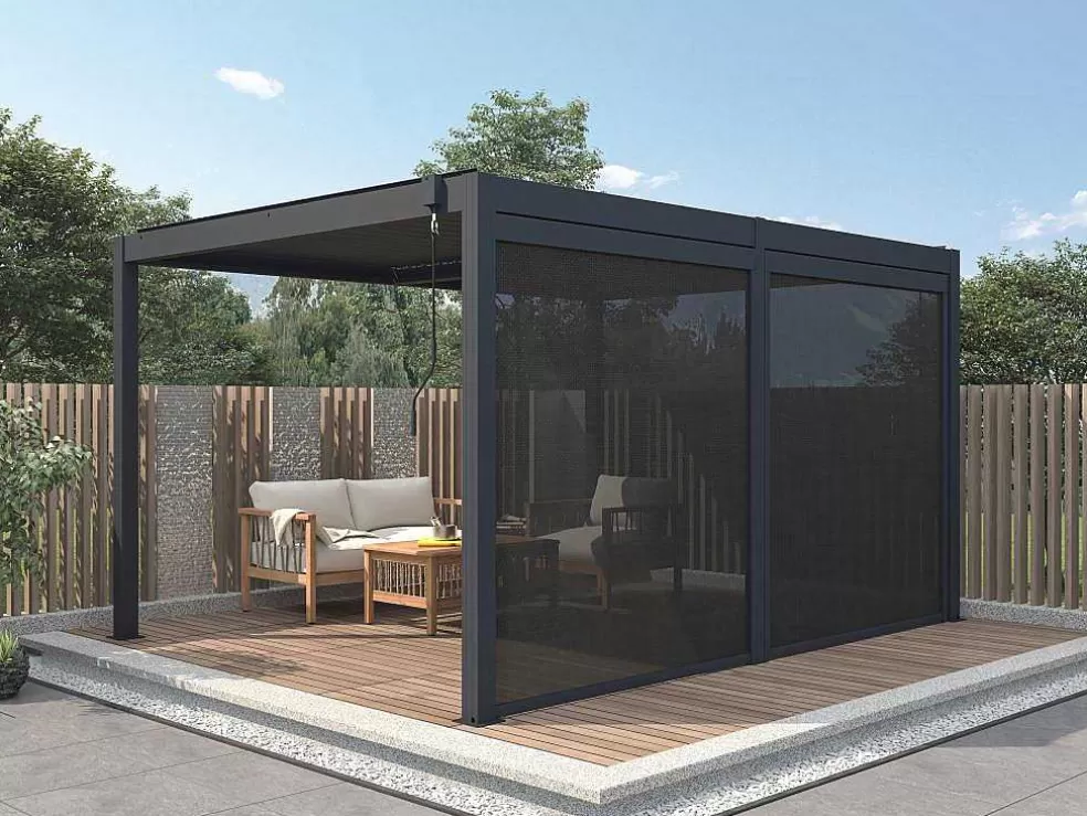 EXPERTLAND Cortina Retratil Para Pérgola Bioclimatica L3,67 X A2,05 M - Viadana* Pérgola, Coreto, Quiosque
