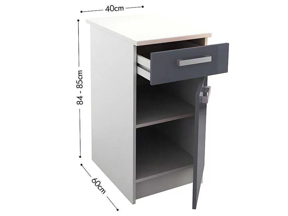 Vente-unique Cozinha Completa 300 Cm 10 Elementos De Arrumação Cinzento E Branco - Trattoria* Promoções Sala
