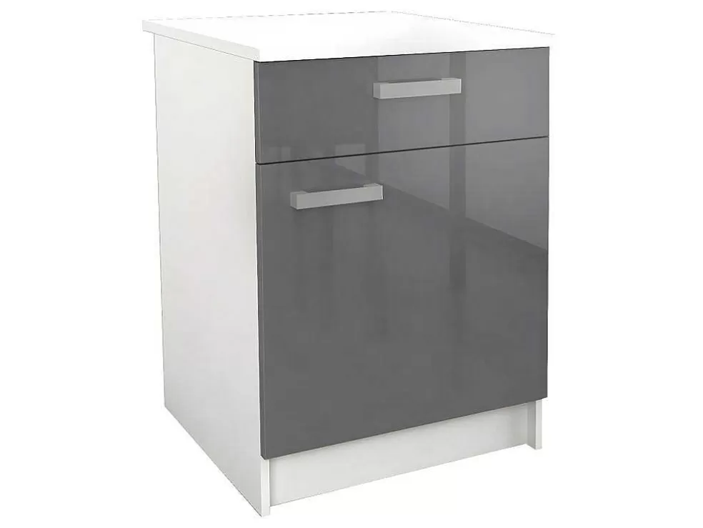 Vente-unique Cozinha Completa 300 Cm 10 Elementos De Arrumação Cinzento E Branco - Trattoria* Promoções Sala