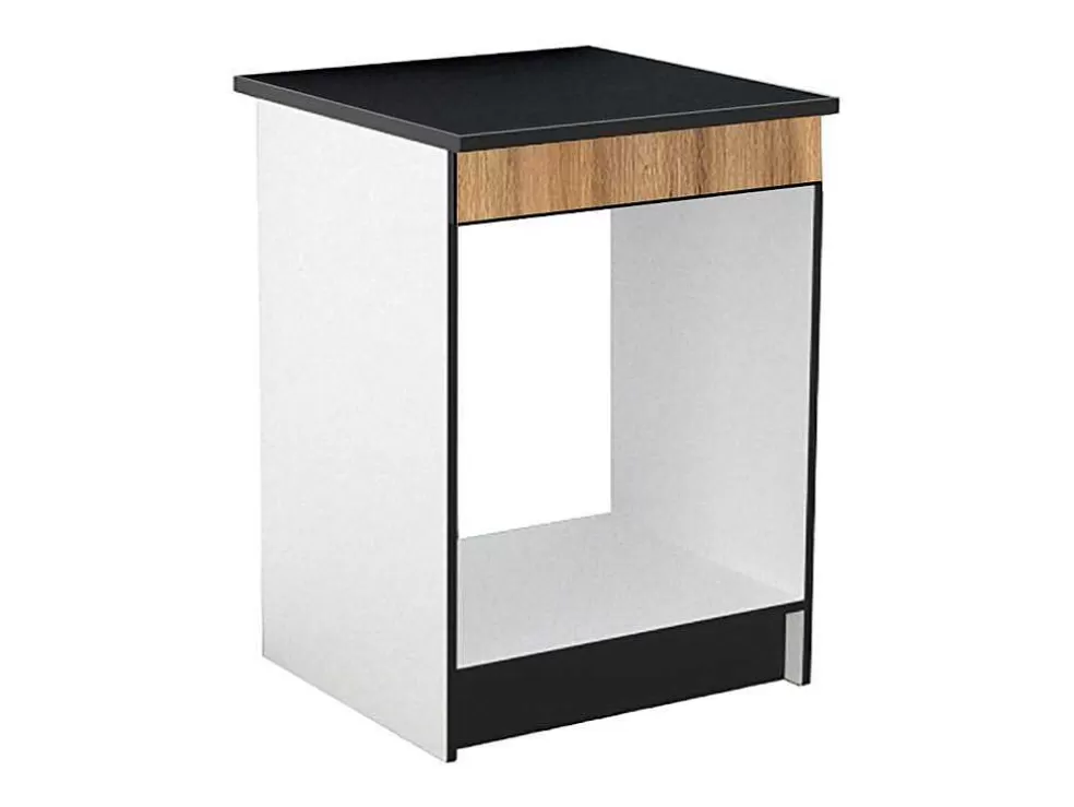 Vente-unique Cozinha Completa Com Bancada De Trabalho 180 Cm Natural E Preto - Trattoria* Móvel De Cozinha