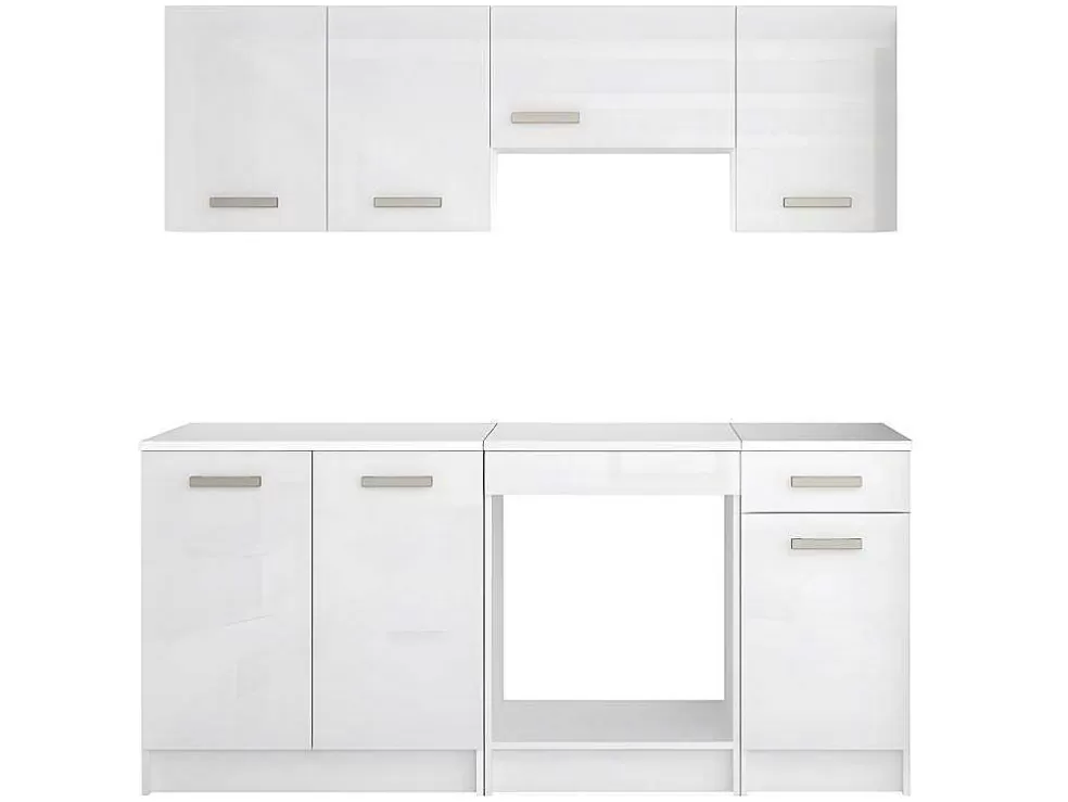 Vente-unique Cozinha Completa De 180 Cm Com 6 Compartimentos De Arrumação Cor Branco - Trattoria* Móvel De Cozinha