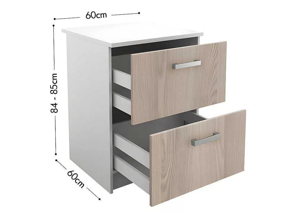 Vente-unique Cozinha Completa De 240 Cm Com 8 Compartimentos De Arrumação Cor Carvalho E Branco - Trattoria* Móvel De Cozinha