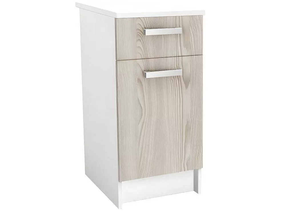 Vente-unique Cozinha Completa De 180 Cm Com 6 Compartimentos De Arrumação Cor Carvalho E Branco - Trattoria* Móvel De Cozinha