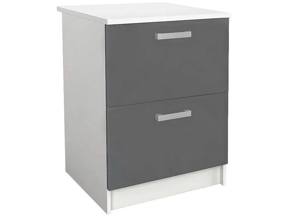 Vente-unique Cozinha Completa De 240 Cm Com 8 Compartimentos De Arrumação Cor Cinza E Branco - Trattoria* Promoções Sala
