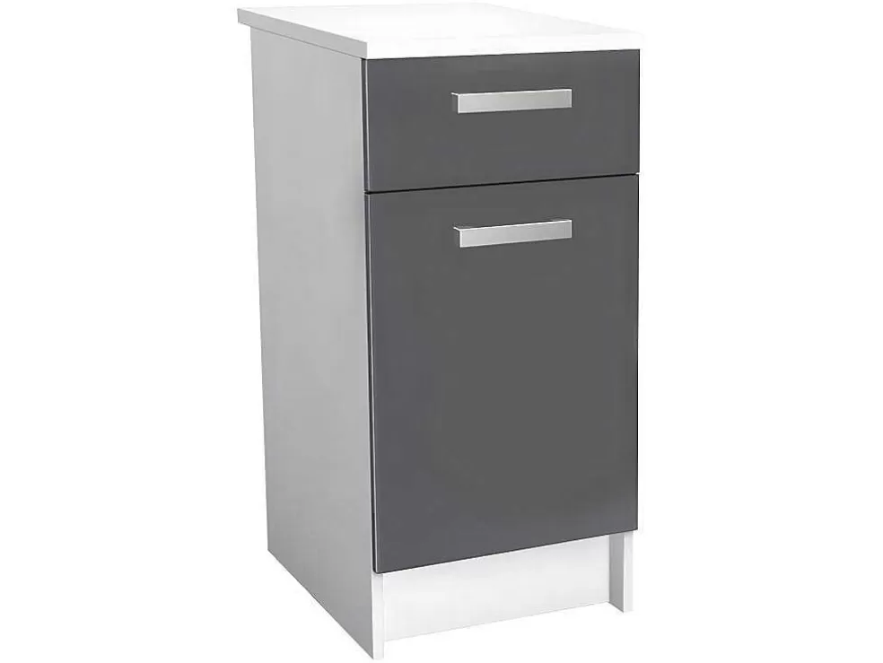 Vente-unique Cozinha Completa De Canto, 13 Elementos De Arrumação, Cinzento E Branco - Trattoria* Móvel De Cozinha
