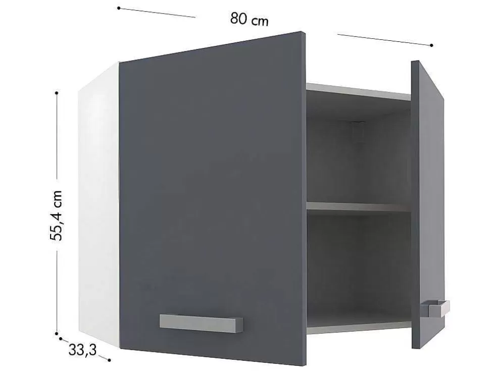 Vente-unique Cozinha Completa De Canto, 13 Elementos De Arrumação, Cinzento E Branco - Trattoria* Móvel De Cozinha