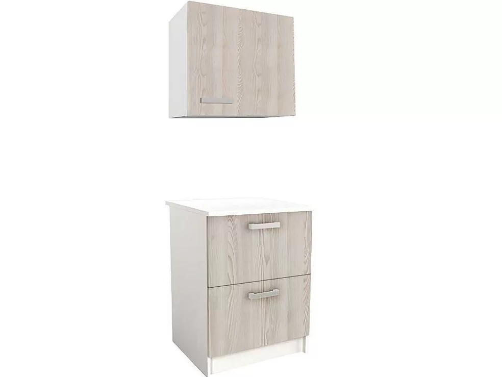 Vente-unique Cozinha Completa De Canto, 13 Elementos De Arrumação, Natural E Branco - Trattoria* Móvel De Cozinha