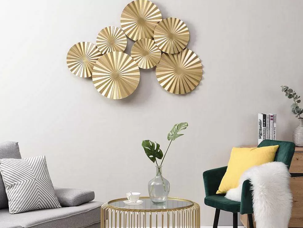 OZAIA Decoração De Parede Redonda Em Metal De C.118 X A.71 Cm Cor Dourado - June* Promoções Decoração