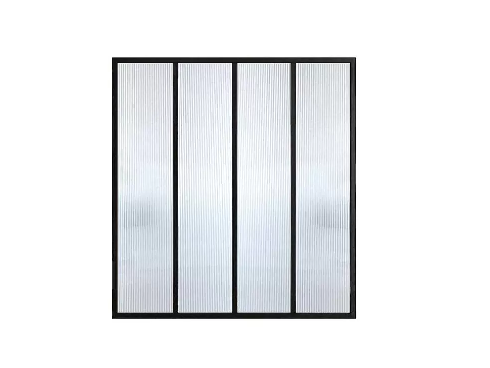 Vente-unique Divisória De Atelier Aluminio Termolacado E Vidro Temperado Texturizado 120X105 Cm, Preto - Vietra* Divisória De Ambiente