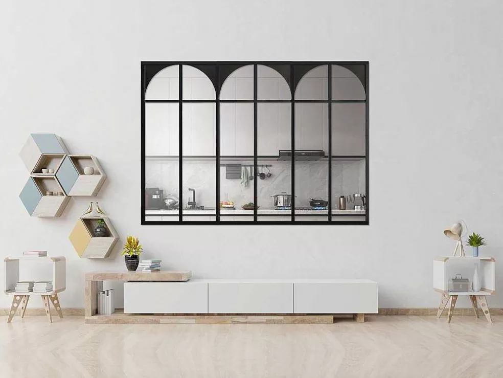 Vente-unique Divisória De Atelier Art Deco Em Aluminio Termolacado 180X130 Cm Preto - Arcadea* Divisória De Ambiente