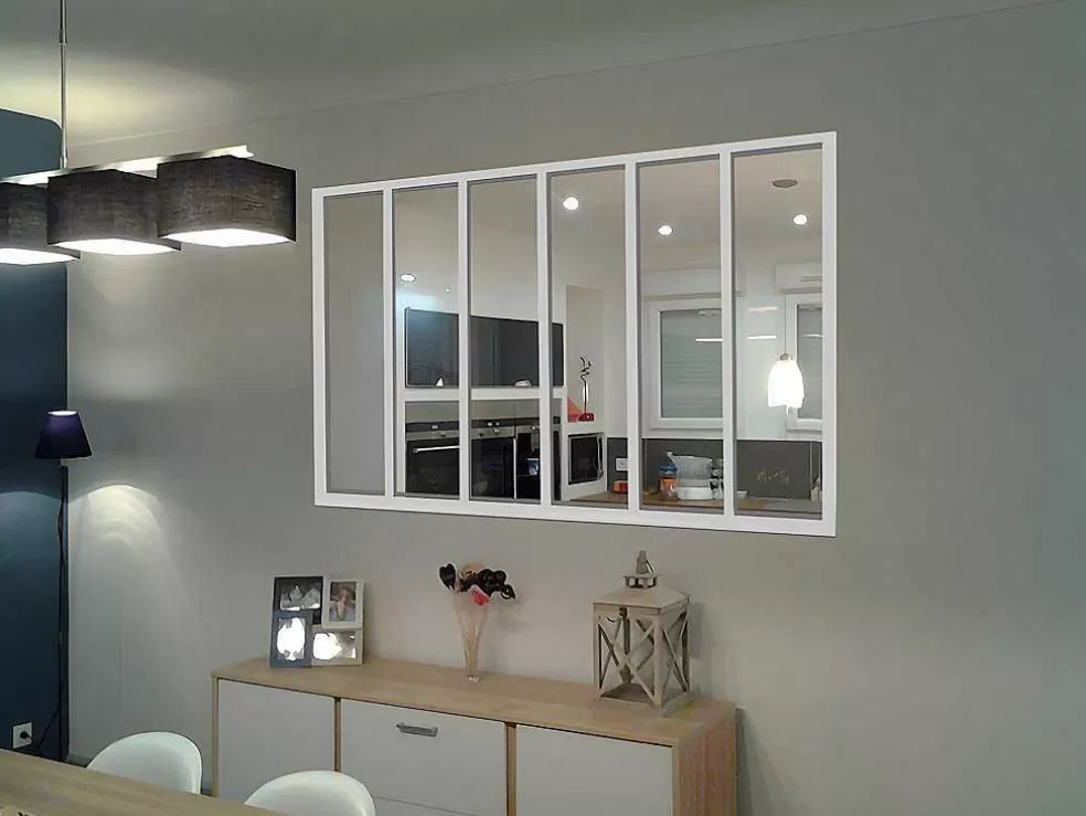 Vente-unique Divisória De Atelier Em Aluminio Termolacado Branco De 180X130 Cm - Bayview* Divisória De Ambiente