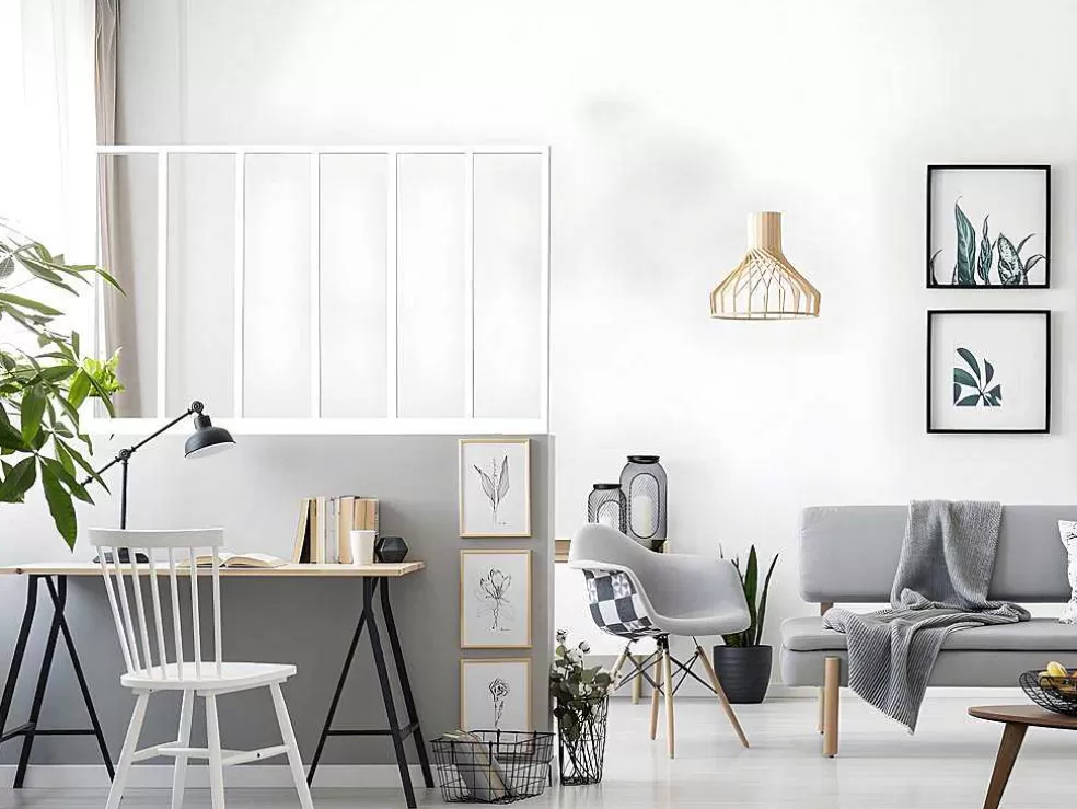 Vente-unique Divisória De Atelier Em Aluminio Termolacado Branco De 180X105 Cm - Bayview* Divisória De Ambiente