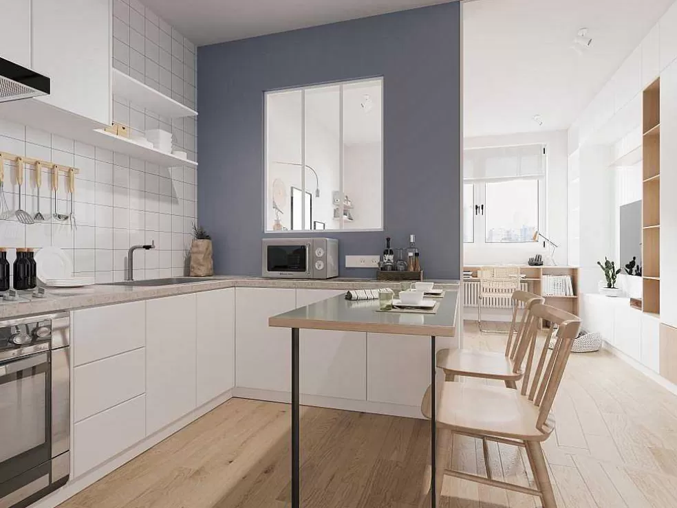 Vente-unique Divisória De Atelier Em Aluminio Termolacado Branco De 90X105 Cm - Bayview* Divisória De Ambiente