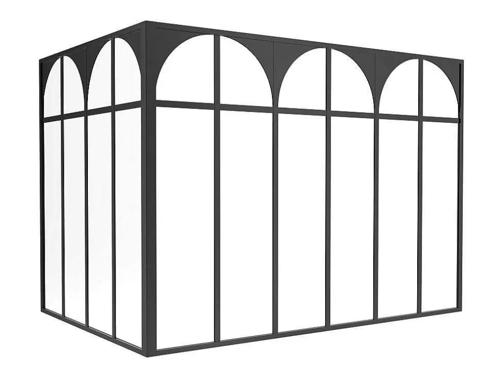Vente-unique Divisória De Canto De Atelier Art Deco Aluminio Termolacado C180 X L120 X A130 Cm Preto - Arcadea* Divisória De Ambiente