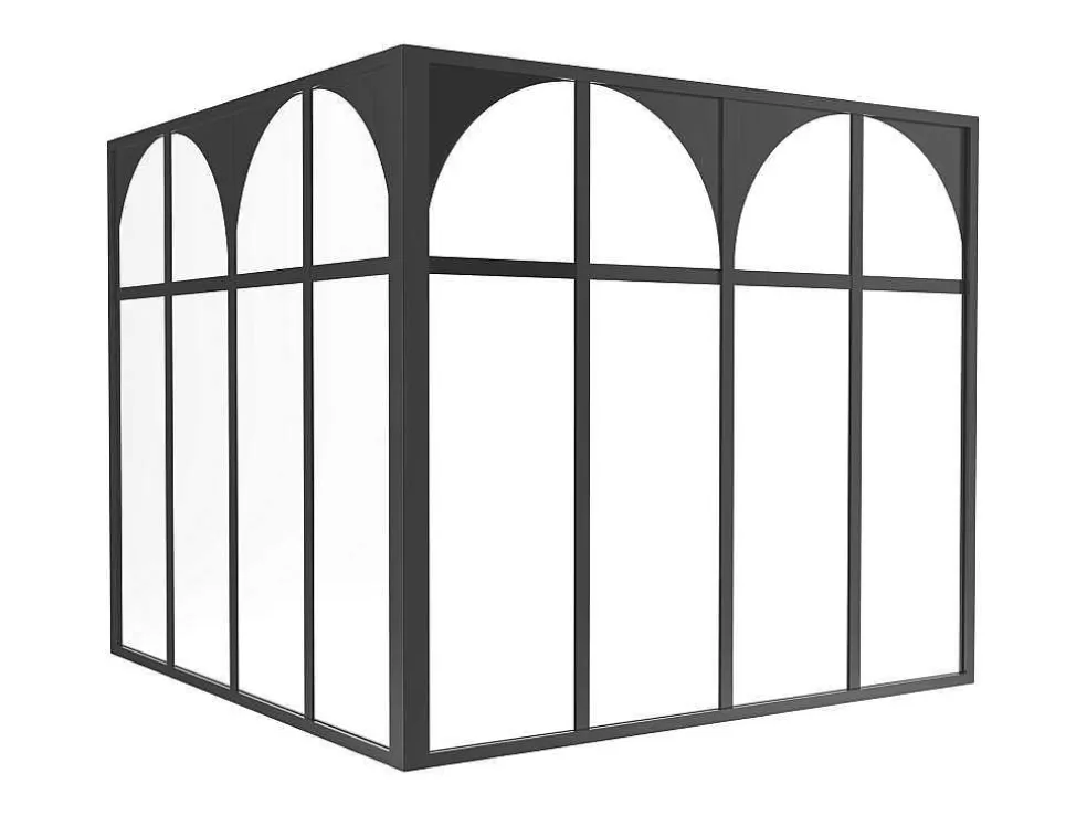 Vente-unique Divisória De Canto De Atelier Art Deco Aluminio Termolacado C120 X L120 X A105 Preto Cm - Arcadea* Divisória De Ambiente