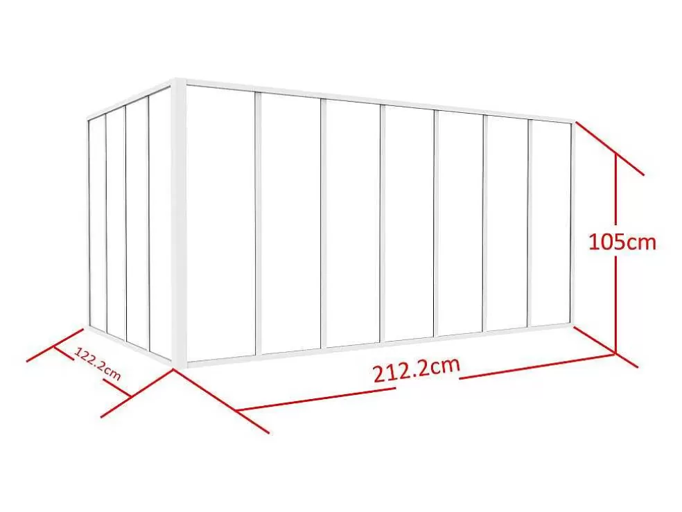 Vente-unique Divisória De Canto De Atelier Em Aluminio Termolacado C210 X L120 X A105 Cm Branco - Bayview* Divisória De Ambiente