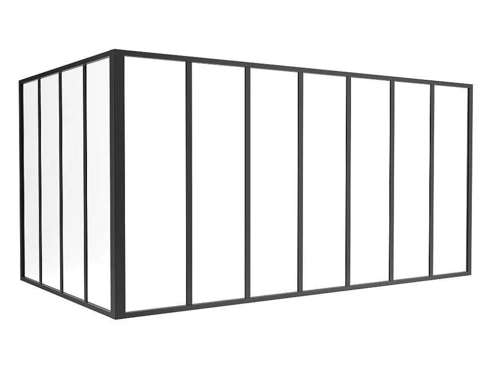 Vente-unique Divisória De Canto De Atelier Em Aluminio Termolacado C210 X L120 X A105 Cm Preto - Bayview* Divisória De Ambiente