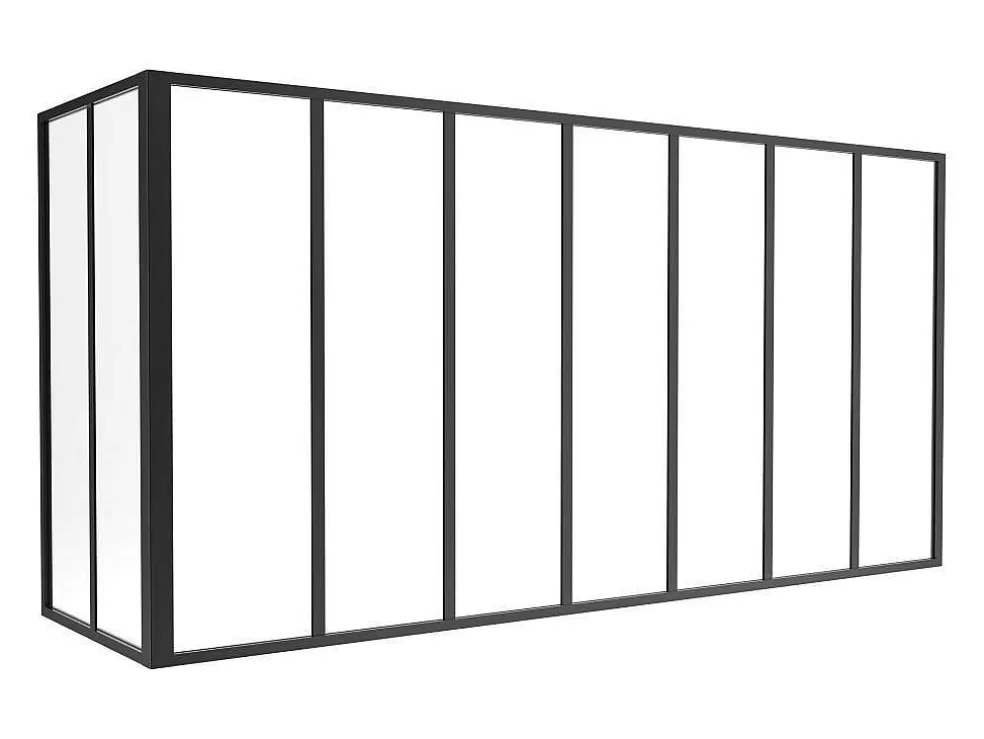 Vente-unique Divisória De Canto De Atelier Em Aluminio Termolacado C210 X L60 X A105 Cm Preto - Bayview* Divisória De Ambiente