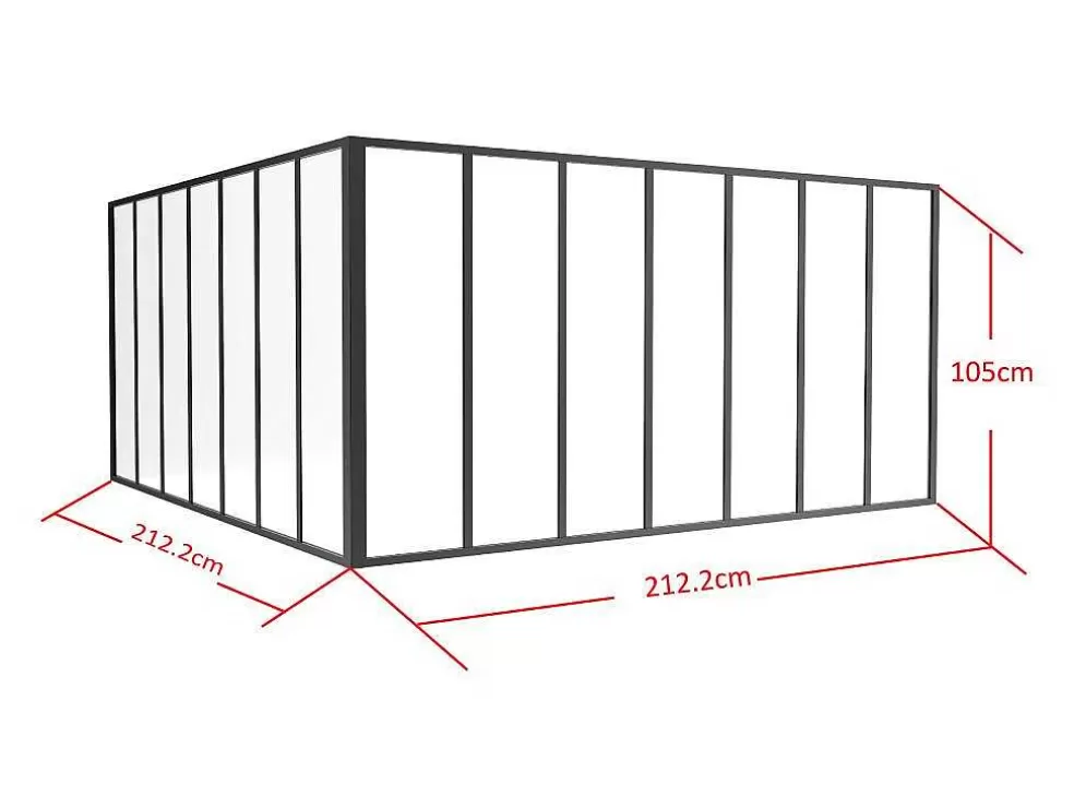 Vente-unique Divisória De Canto De Atelier Em Aluminio Termolacado C210 X L210 X A105 Cm Preto - Bayview* Divisória De Ambiente