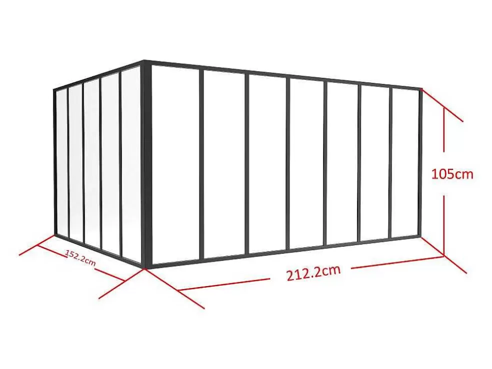 Vente-unique Divisória De Canto De Atelier Em Aluminio Termolacado C210 X L150 X A105 Cm Preto - Bayview* Divisória De Ambiente