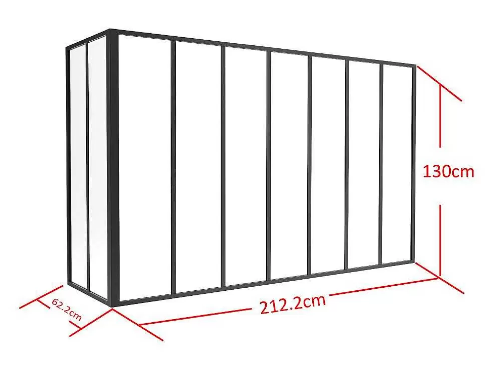 Vente-unique Divisória De Canto De Atelier Em Aluminio Termolacado C210 X L60 X A130 Cm Preto - Bayview* Divisória De Ambiente