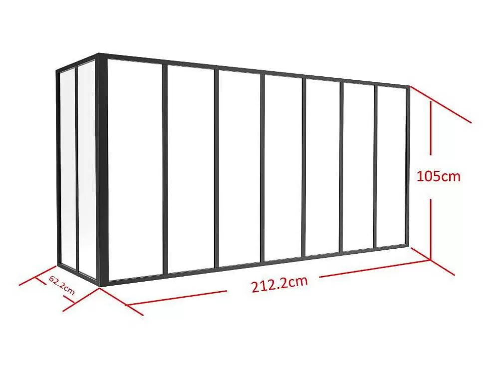 Vente-unique Divisória De Canto De Atelier Em Aluminio Termolacado C210 X L60 X A105 Cm Preto - Bayview* Divisória De Ambiente