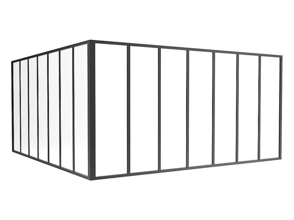 Vente-unique Divisória De Canto De Atelier Em Aluminio Termolacado C210 X L210 X A105 Cm Preto - Bayview* Divisória De Ambiente