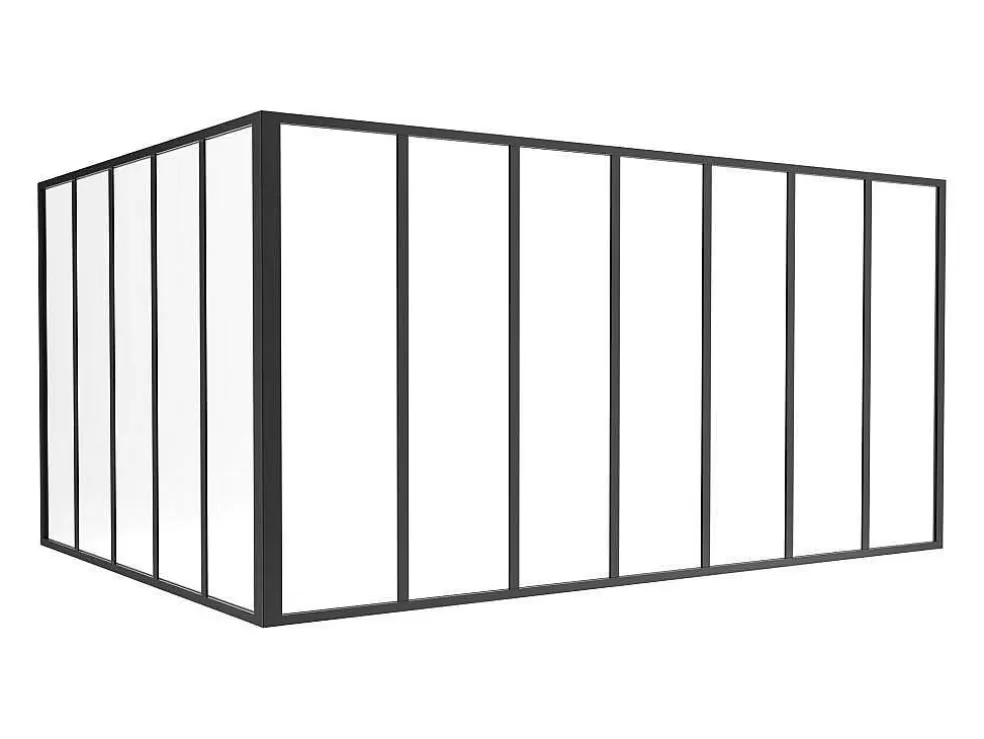Vente-unique Divisória De Canto De Atelier Em Aluminio Termolacado C210 X L150 X A105 Cm Preto - Bayview* Divisória De Ambiente