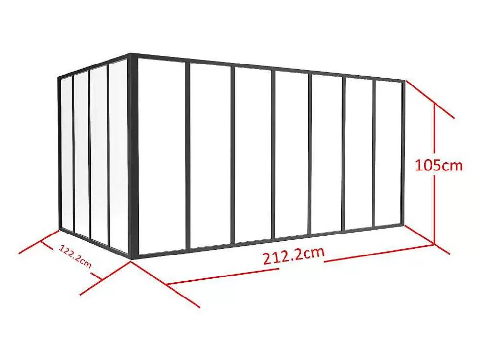 Vente-unique Divisória De Canto De Atelier Em Aluminio Termolacado C210 X L120 X A105 Cm Preto - Bayview* Divisória De Ambiente