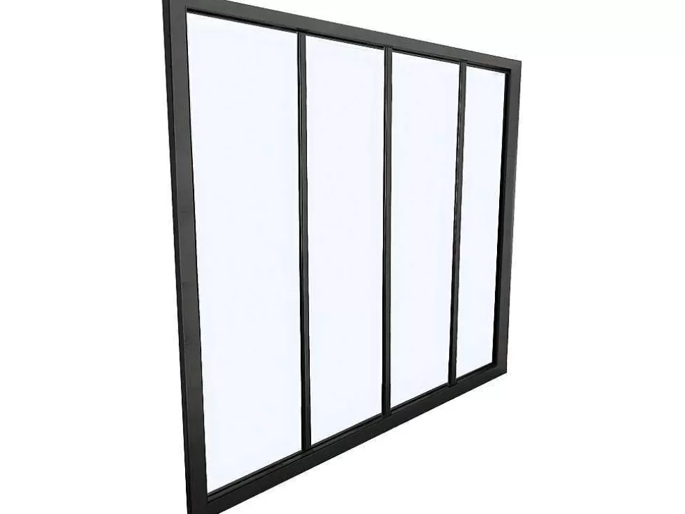 Vente-unique Divisória De Canto De Atelier Em Aluminio Termolacado C150 X L60 X A130 Cm Preto - Bayview* Divisória De Ambiente