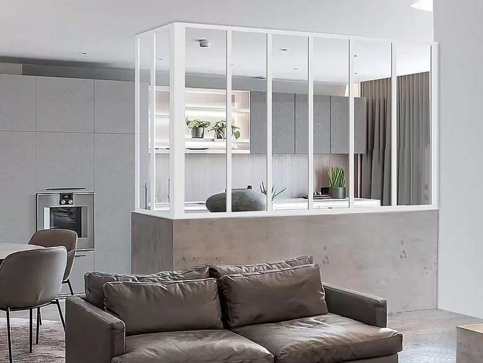 Vente-unique Divisória De Canto De Atelier Em Aluminio Termolacado C180 X L60 X A130 Cm Preto - Bayview* Divisória De Ambiente