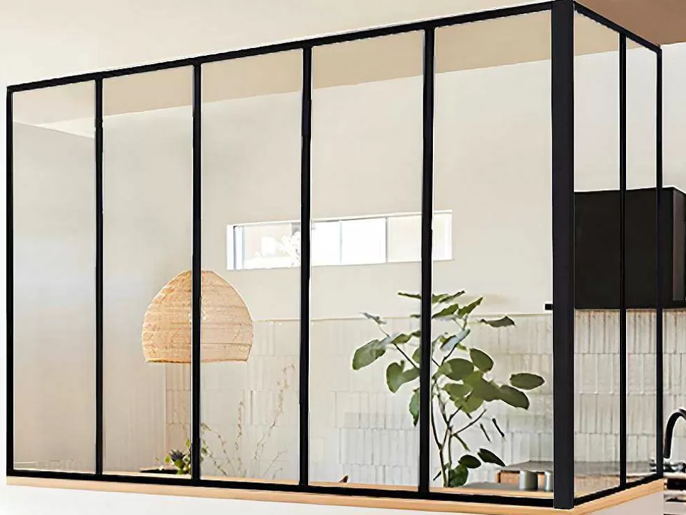 Vente-unique Divisória De Canto De Atelier Em Aluminio Termolacado C150 X L60 X A130 Cm Preto - Bayview* Divisória De Ambiente