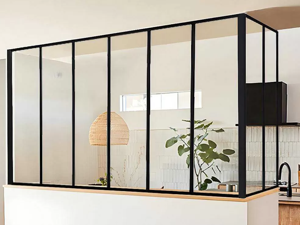Vente-unique Divisória De Canto De Atelier Em Aluminio Termolacado C180 X L60 X A130 Cm Preto - Bayview* Divisória De Ambiente