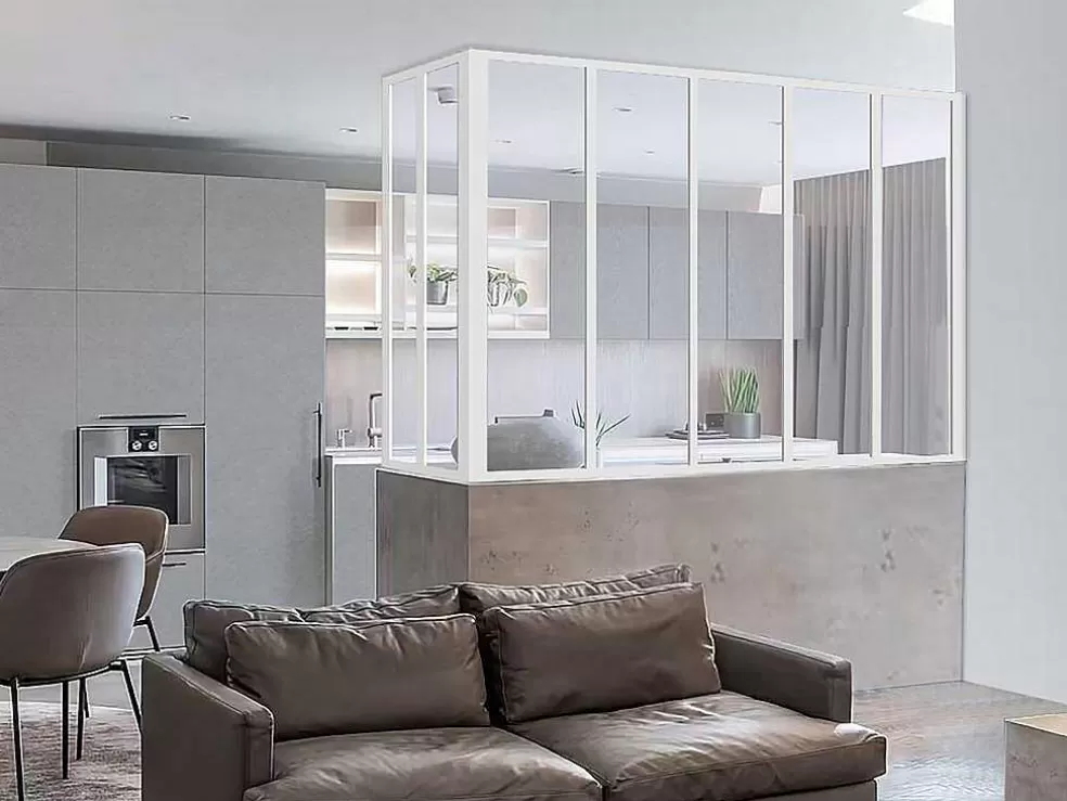 Vente-unique Divisória De Canto De Atelier Em Aluminio Termolacado C150 X L60 X A130 Cm Preto - Bayview* Divisória De Ambiente