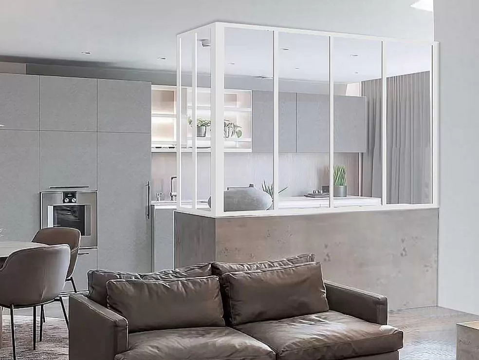 Vente-unique Divisória De Canto De Atelier Em Aluminio Termolacado C120 X L60 X A130 Cm Preto - Bayview* Divisória De Ambiente