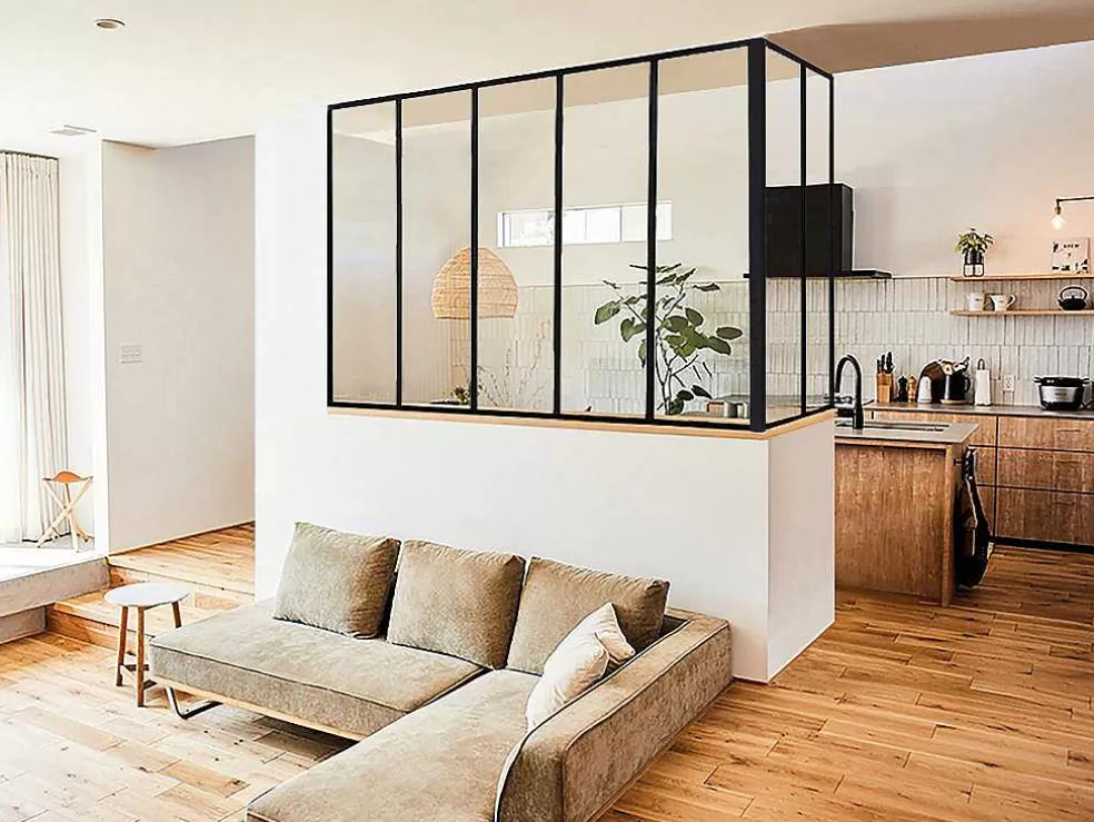 Vente-unique Divisória De Canto De Atelier Em Aluminio Termolacado C150 X L60 X A130 Cm Preto - Bayview* Divisória De Ambiente