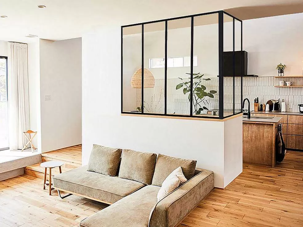 Vente-unique Divisória De Canto De Atelier Em Aluminio Termolacado C120 X L60 X A130 Cm Preto - Bayview* Divisória De Ambiente