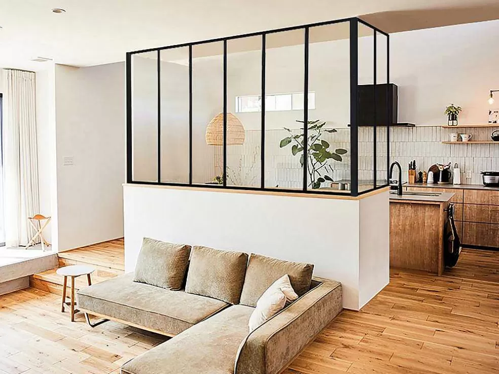 Vente-unique Divisória De Canto De Atelier Em Aluminio Termolacado C180 X L60 X A130 Cm Preto - Bayview* Divisória De Ambiente