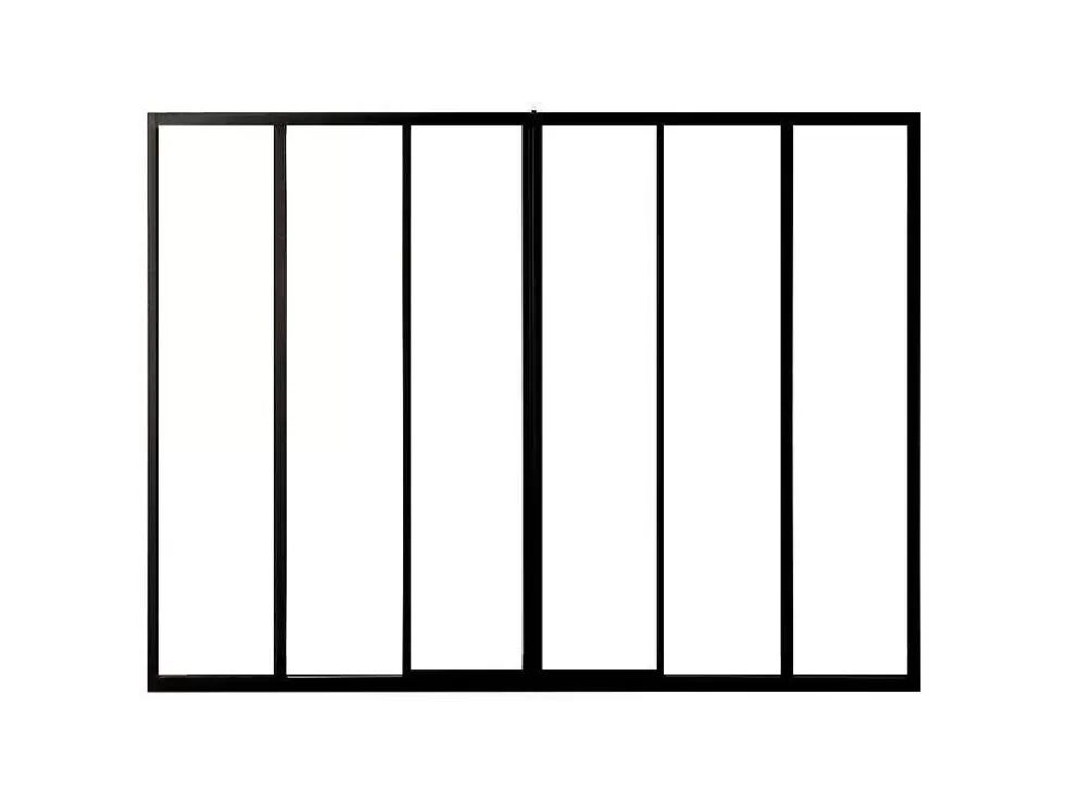Vente-unique Divisória De Correr Em Aluminio Termolacado Preto 180X130 Cm - Ravena* Divisória De Ambiente