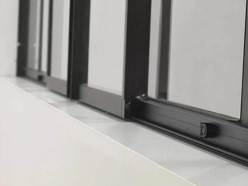 Vente-unique Divisória De Correr Em Aluminio Termolacado Preto 180X105 Cm - Ravena* Divisória De Ambiente