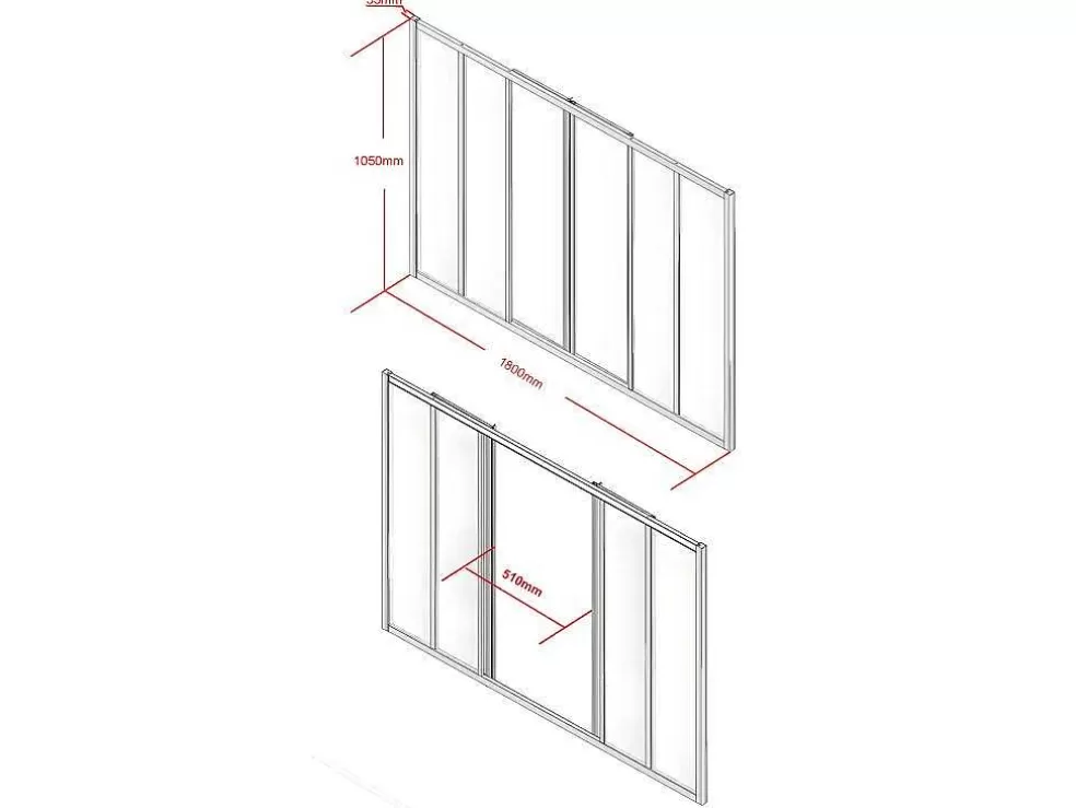 Vente-unique Divisória De Correr Em Aluminio Termolacado Preto 180X105 Cm - Ravena* Divisória De Ambiente