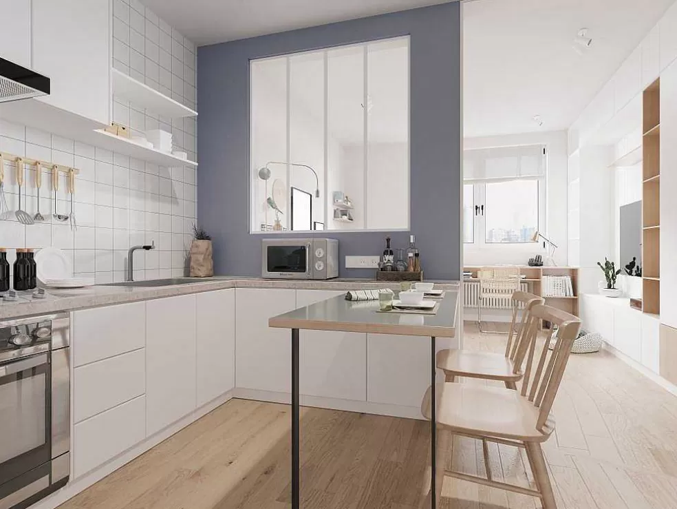 Vente-unique Divisória De Vidro Bayview Em Aluminio Termolacado Branco - 120X130 Cm* Divisória De Ambiente