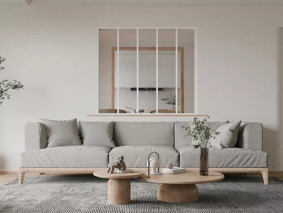 Vente-unique Divisória De Vidro Bayview Em Aluminio Termolacado Branco - 150X130 Cm* Divisória De Ambiente