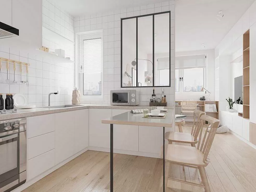 Vente-unique Divisória De Vidro Bayview Em Aluminio Termolacado Preto - 90X130 Cm* Divisória De Ambiente